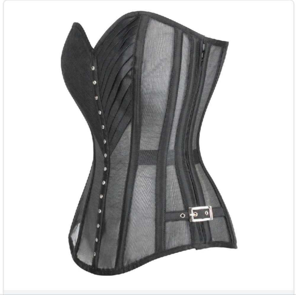 Corset Story Lingerie Black Mesh Overbust Corset Size 28
